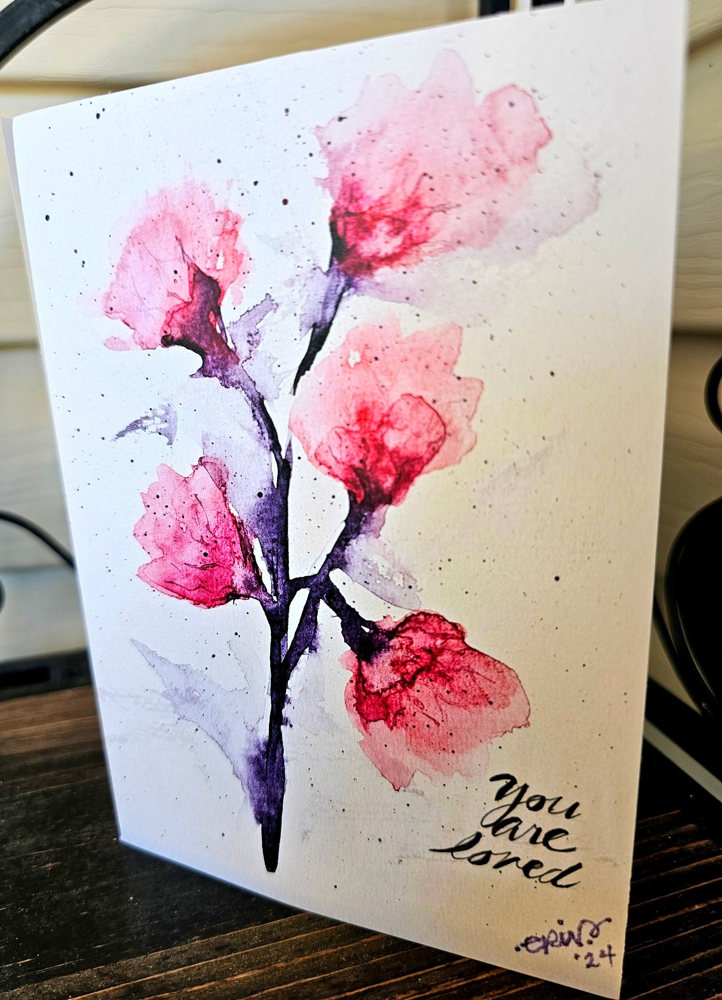 'You Are Loved' Watercolor Floral Greeting Card (5x7)