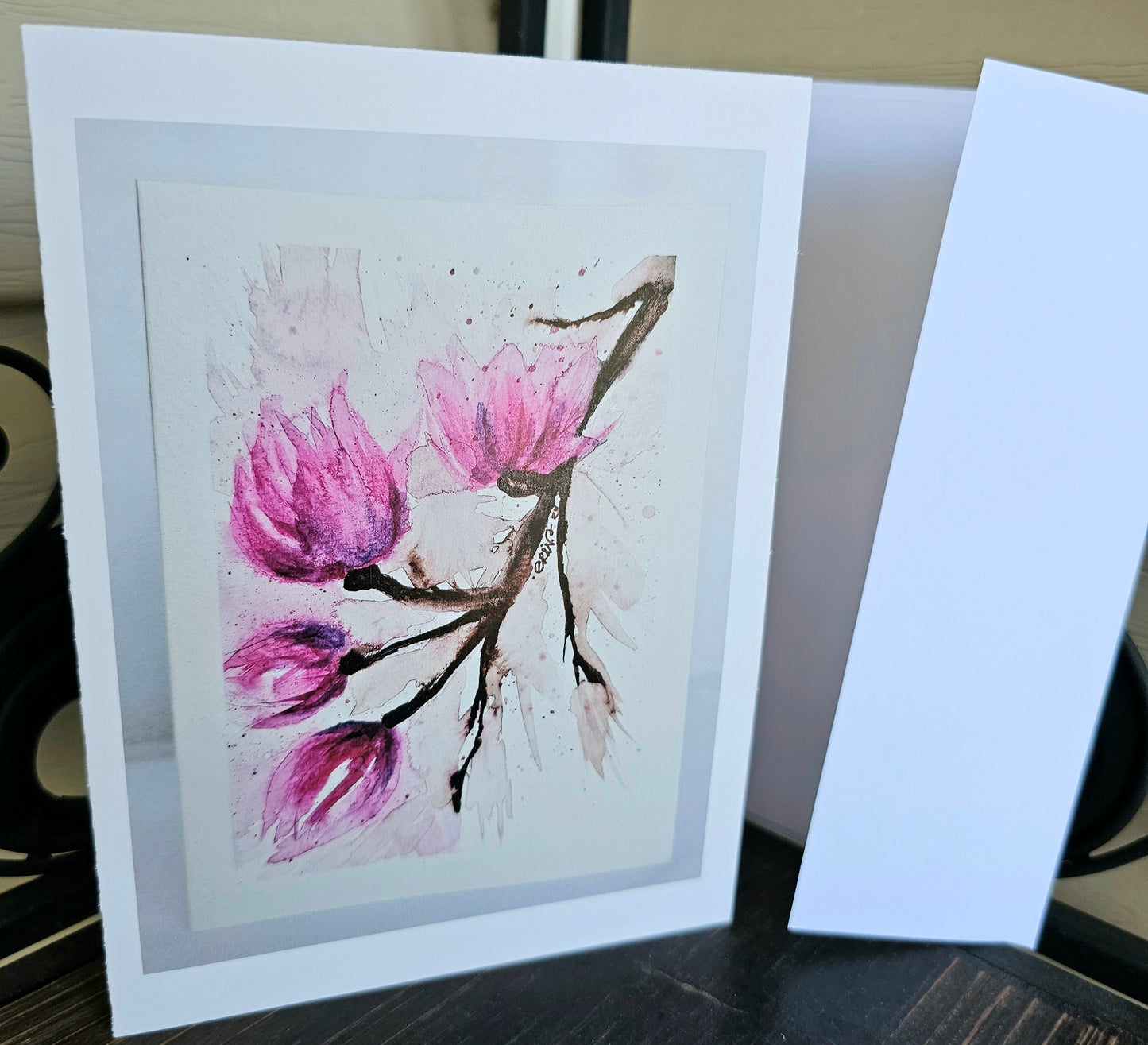 Watercolor Tulip Tree Art Print Card: Personalized Greeting Card (5x7)