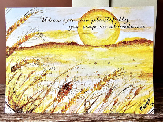 Watercolor Fall Greeting Card: Christian Harvest Art - 5x7 with Envelope