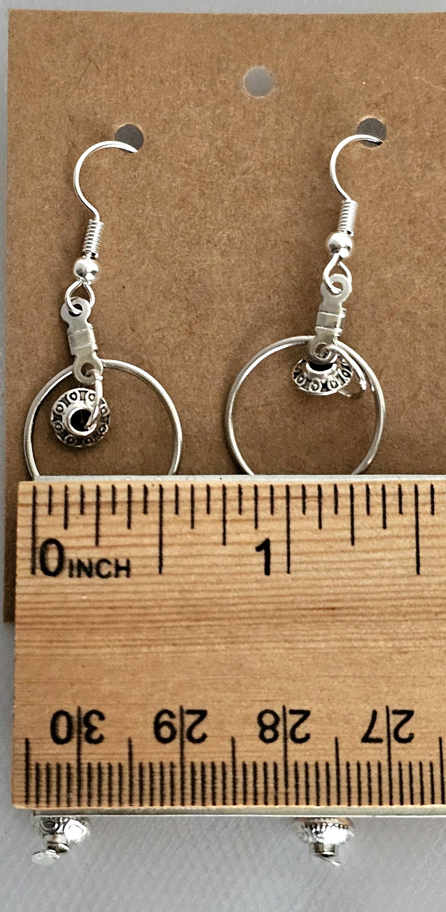 Handmade Silver Tone Hoop Earrings: White Beads, Hypoallergenic Hooks