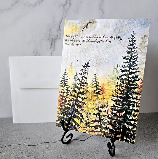 Watercolor Father's Day Card: Caramel Sunrise Art Print with Proverbs