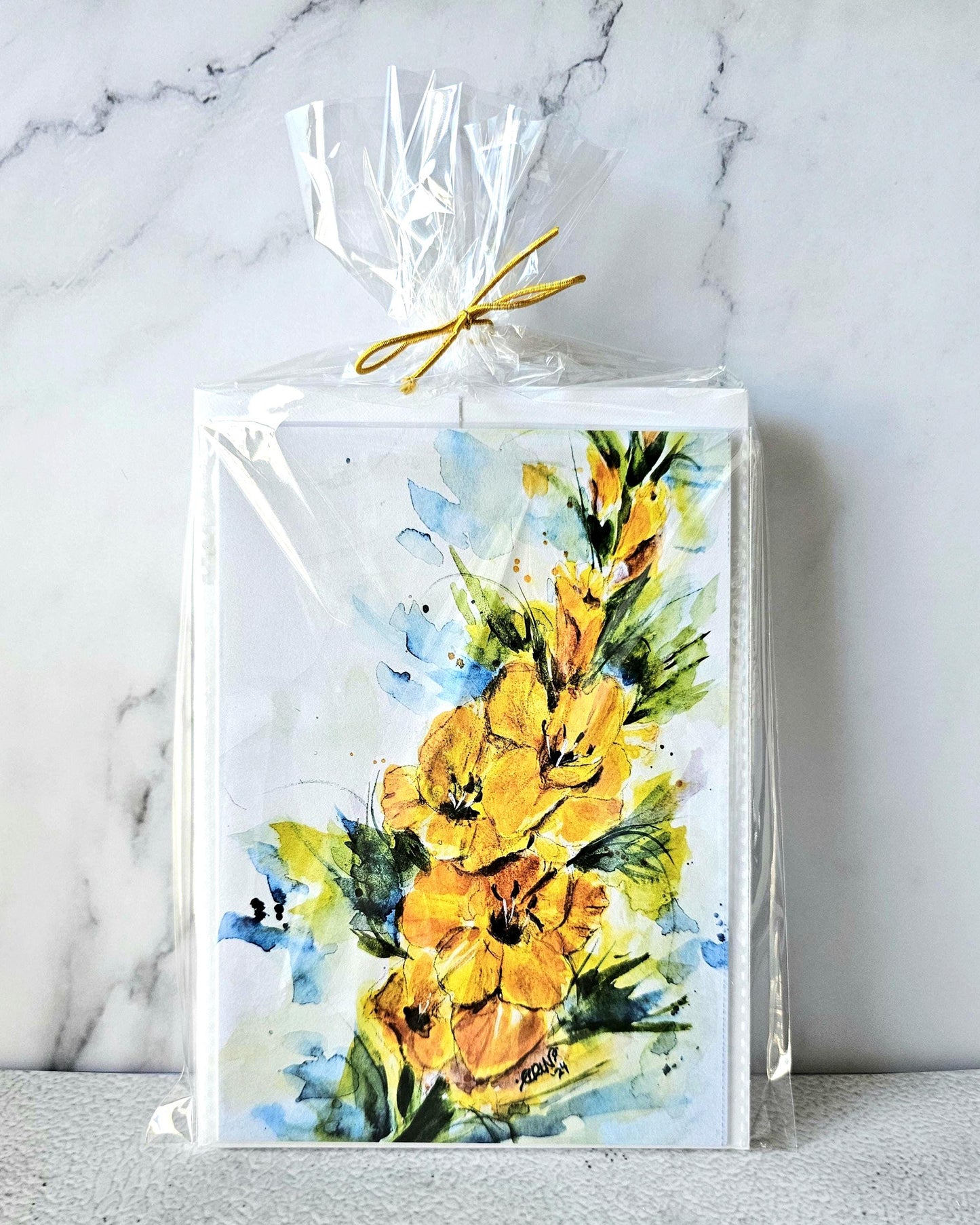 Watercolor Gladiola Art Cards: Floral Greeting Card Set (5x7)