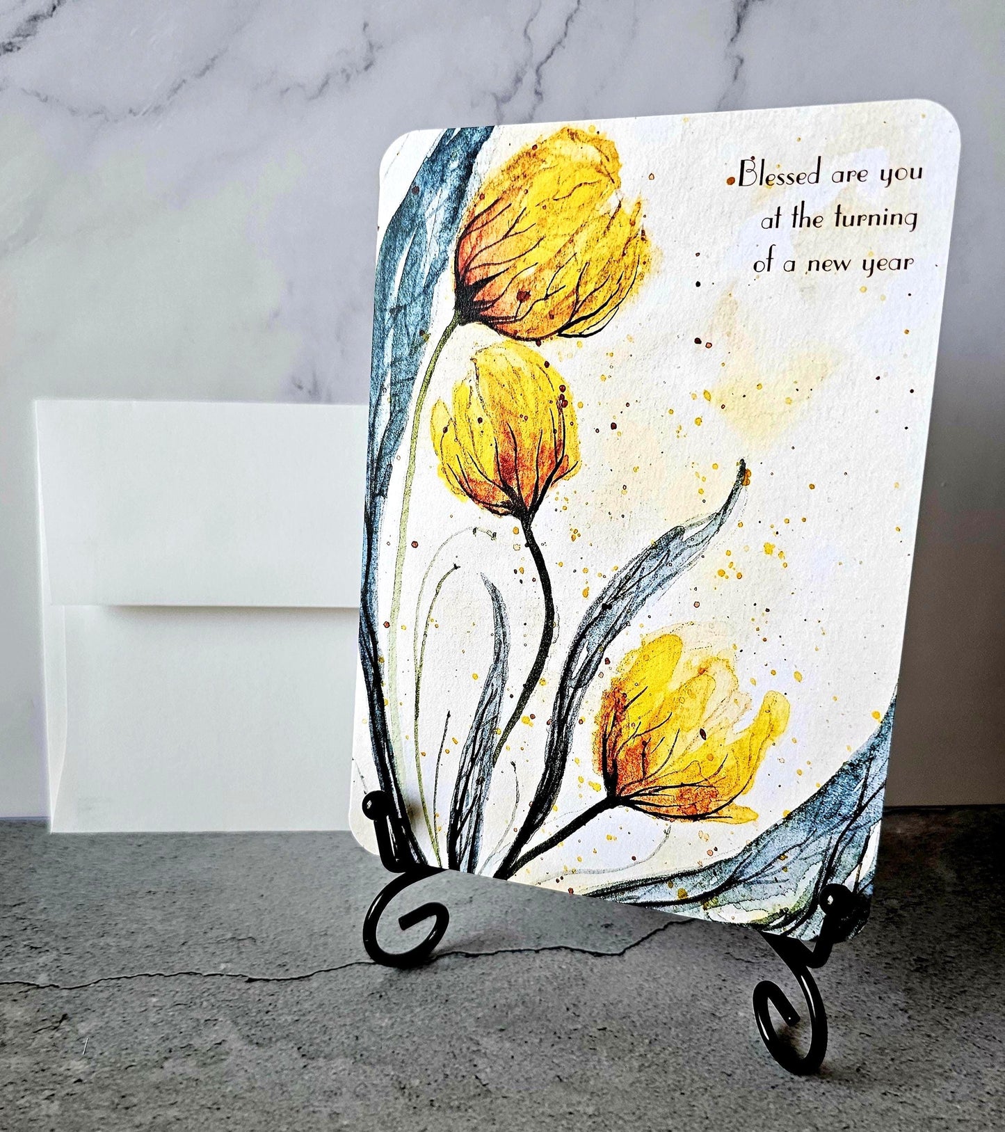 Watercolor Tulip Birthday Card: Christian Art Print 5x7 with Envelope