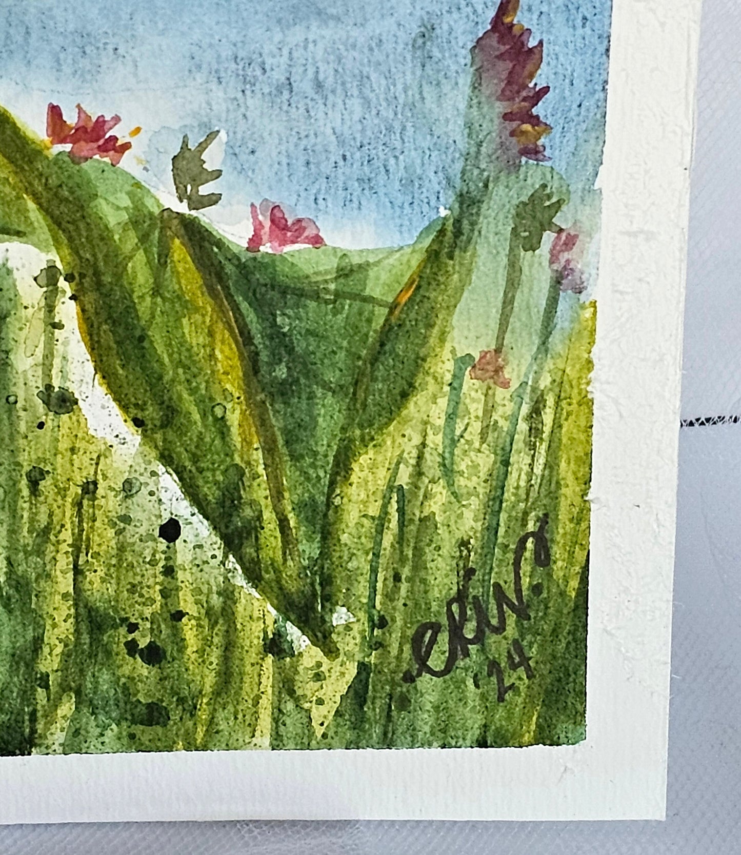 Red Sunflower Watercolor Painting: 'Hello Sunshine' Floral Art (9x6 Unframed)