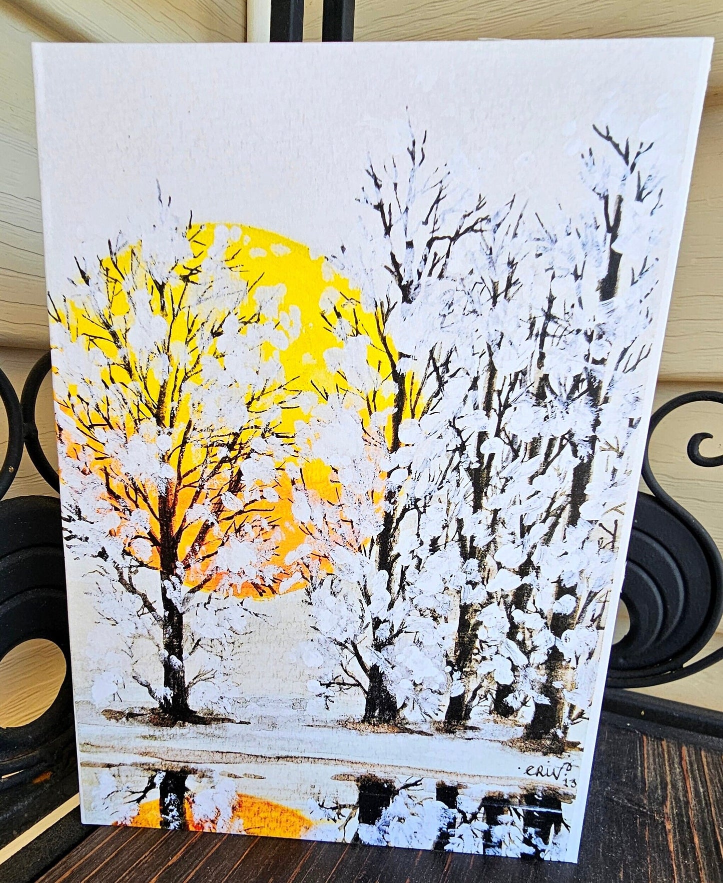 Winter Moon Watercolor Greeting Card: Blank 5x7 Art Card
