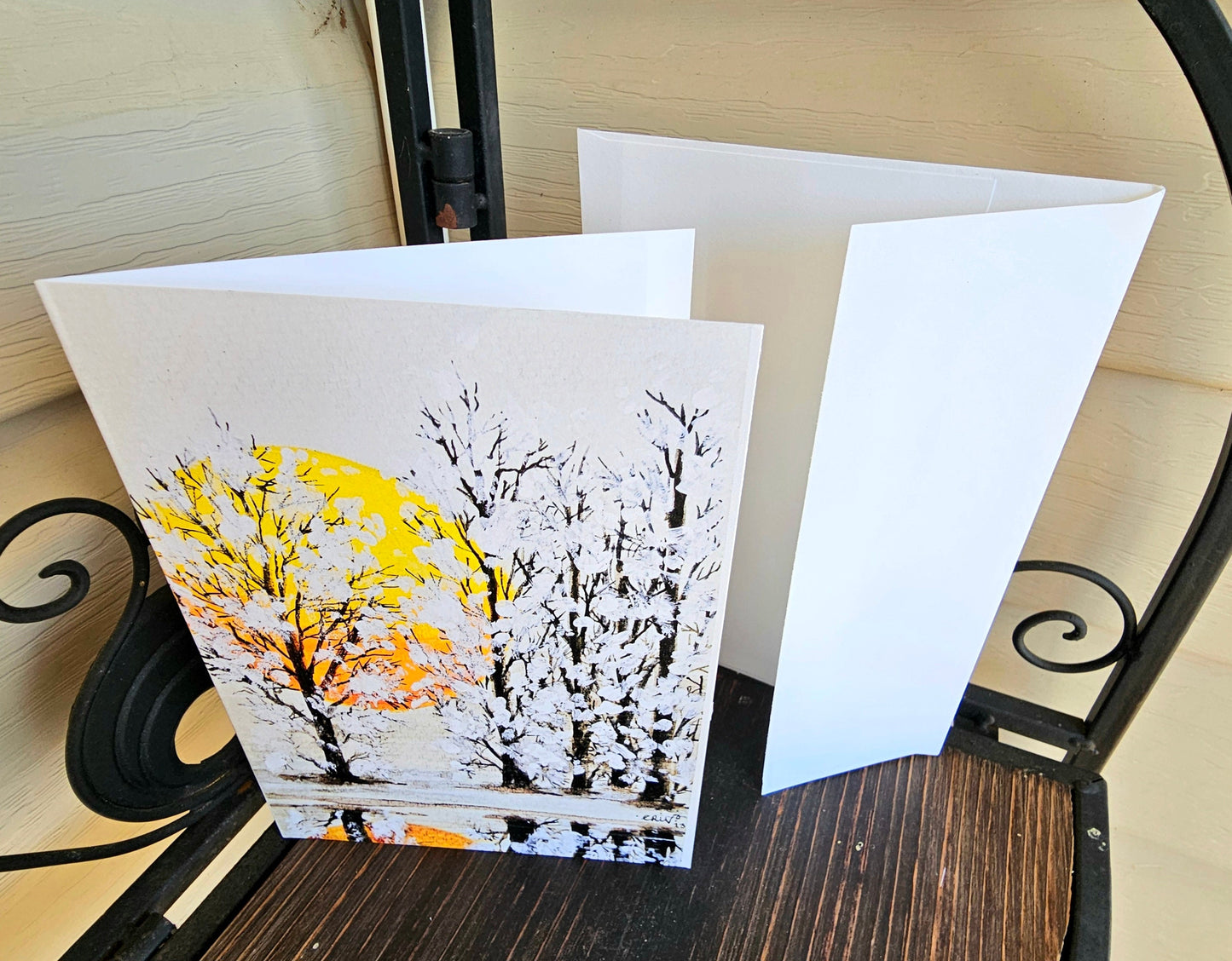 Winter Moon Watercolor Greeting Card: Blank 5x7 Art Card