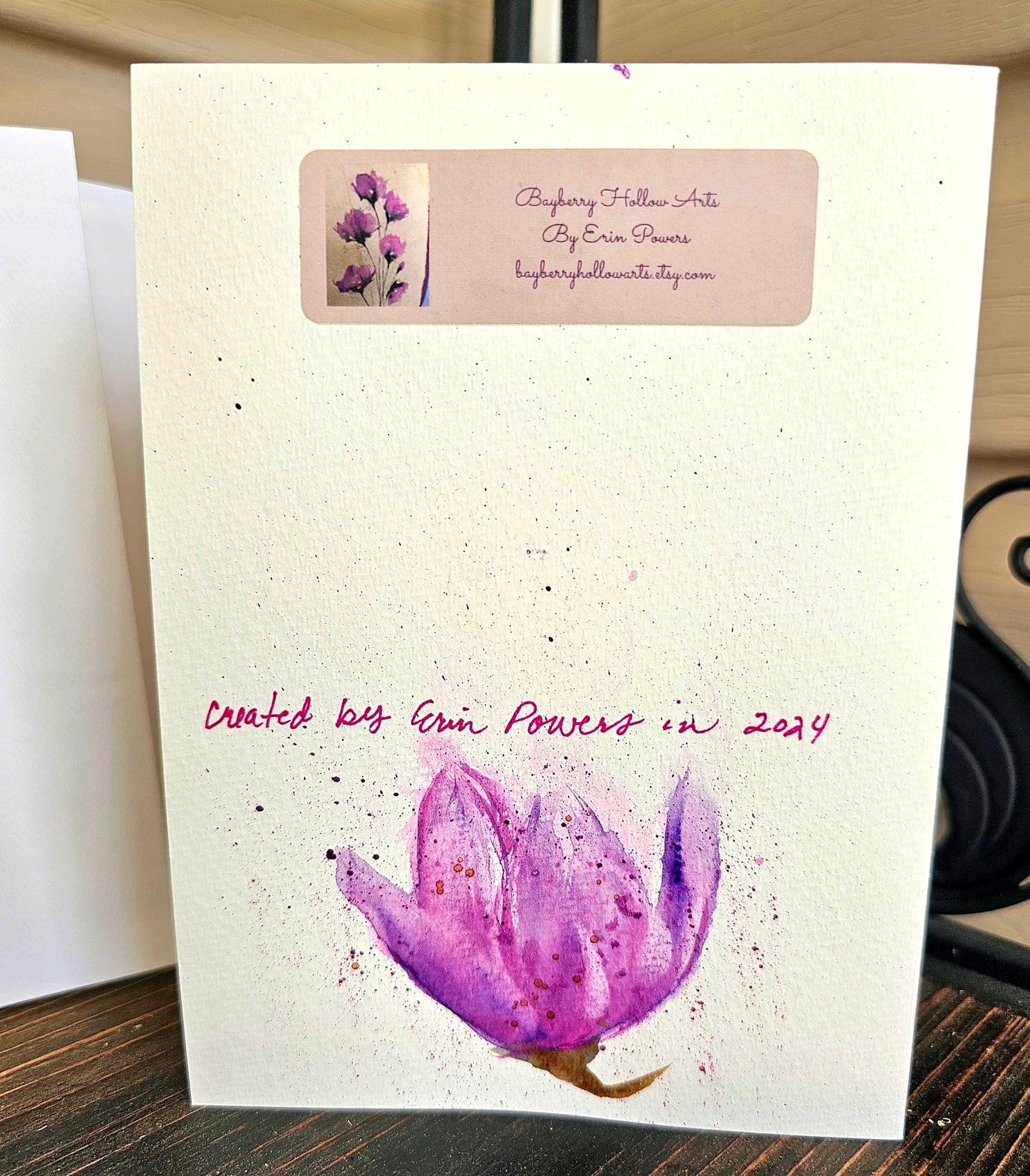 Watercolor Print Tulip Happy Birthday Greeting Card 5x7