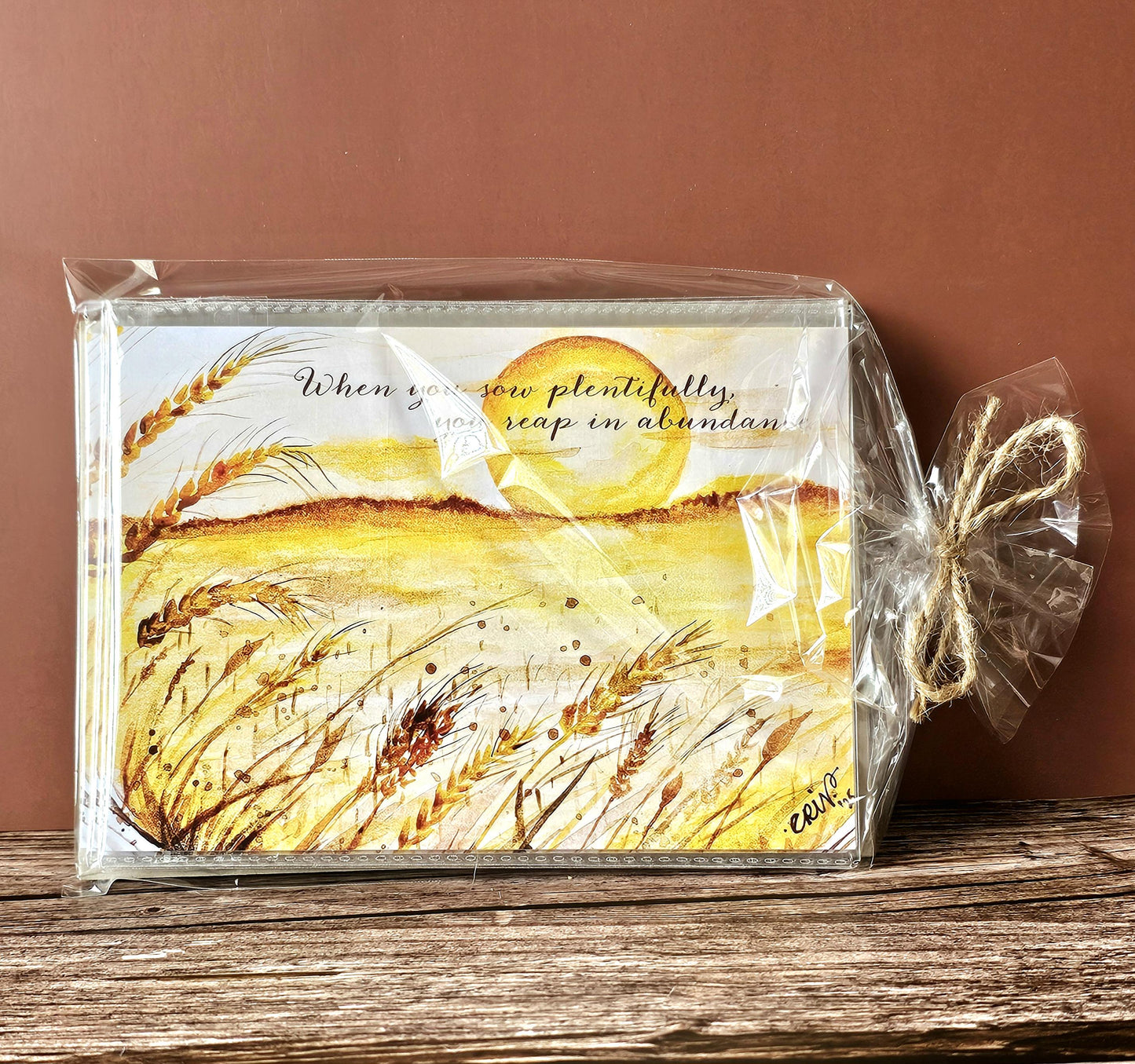 Watercolor Fall Greeting Card Set of 5: Christian Harvest Art - 5x7 with Tan Envelopes