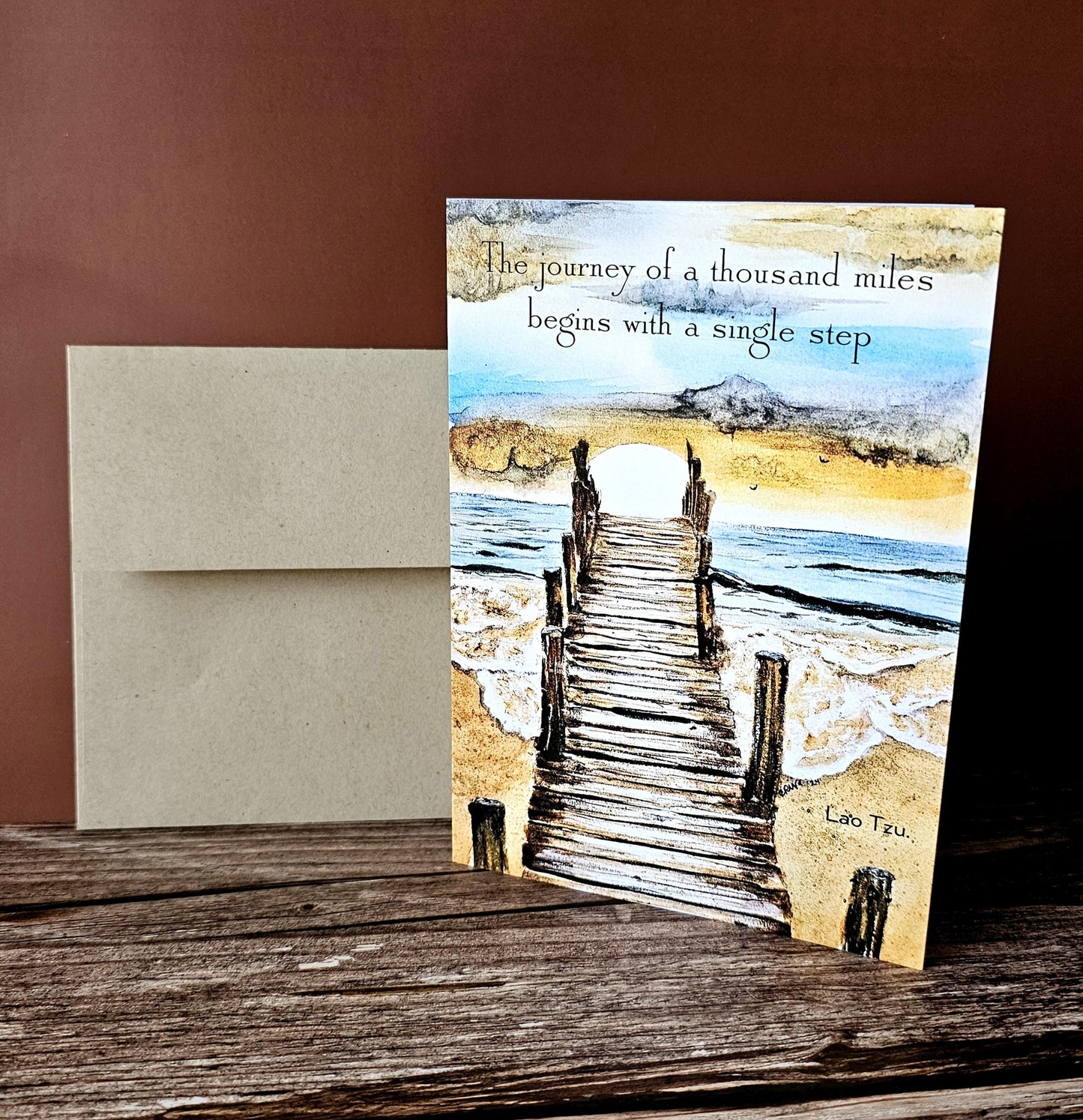 Watercolor Beach Greeting Card: Christian Art Print - The Journey