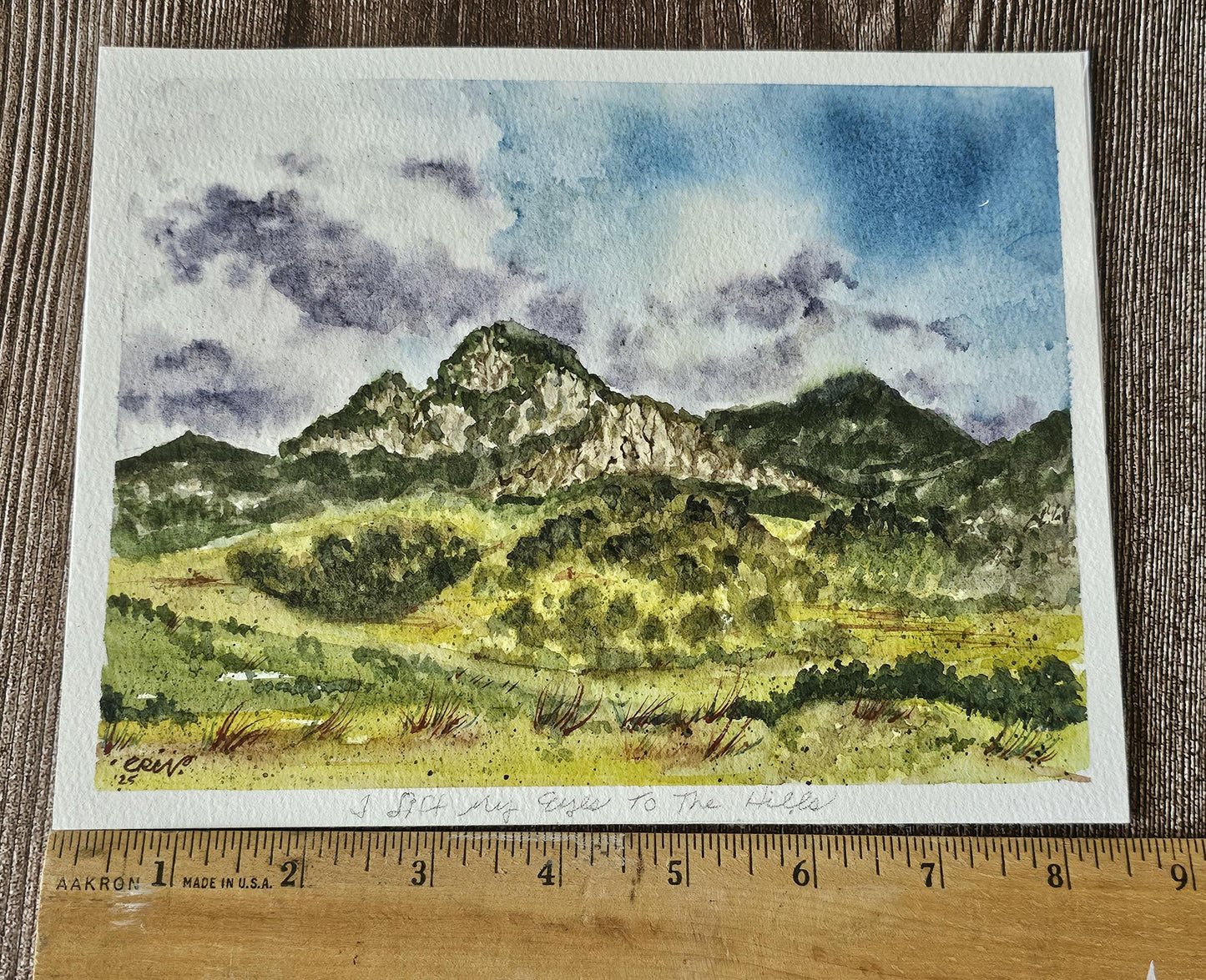 Original Watercolor Landscape Painting: Christian Art, Psalm 121